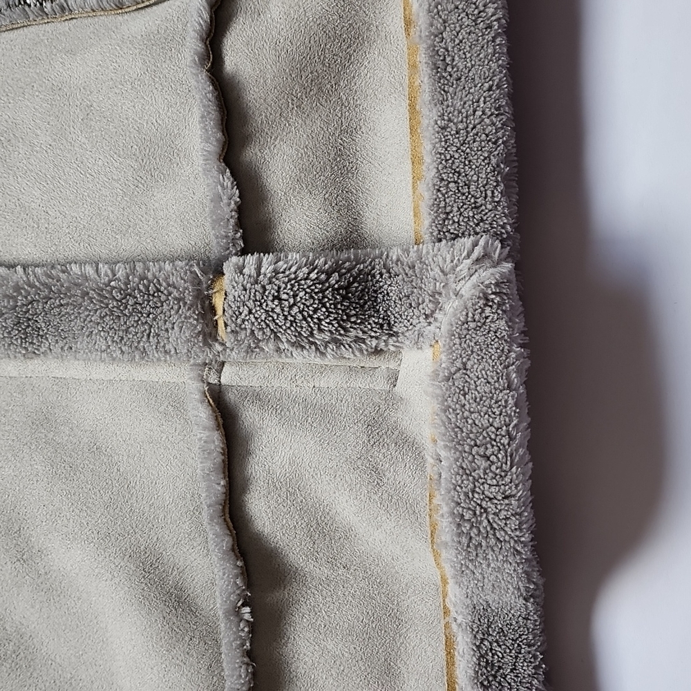 Peridot Paris Moto Style Faux Suede Grey Shearling Jacket - Picture 7 of 15
